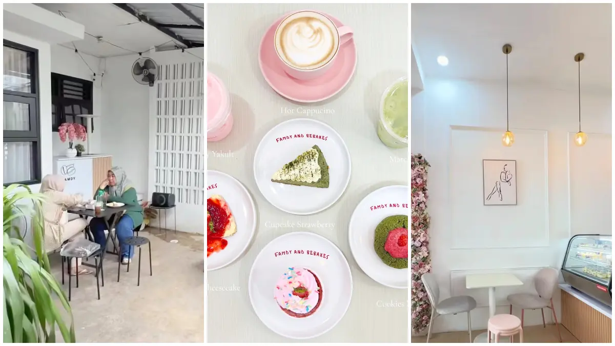 Dessert dan suasana Famdy Coffee di Tanah Sareal Kota Bogor. (Foto : Instagram @famdy.coffe)