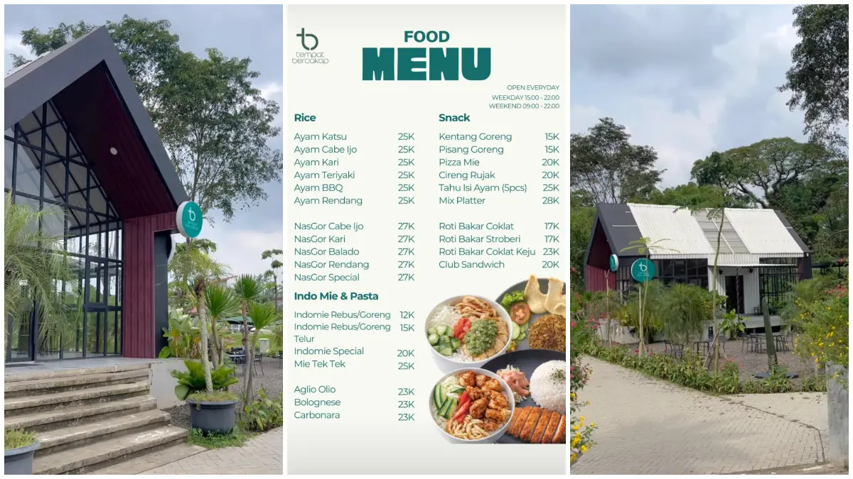 Suasana area outdoor Tempat Bercakap The Saltu Cafe yang dikelilingi pepohonan dan bunga. (Foto : Instagram @tempatbercakap.thesaltu)
