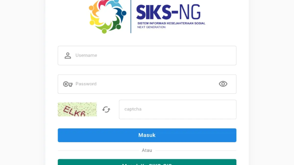 Halaman pertama aplikasi SIKS-NG untuk pantau status Bansos. (Foto: siks.kemensos.go.id)