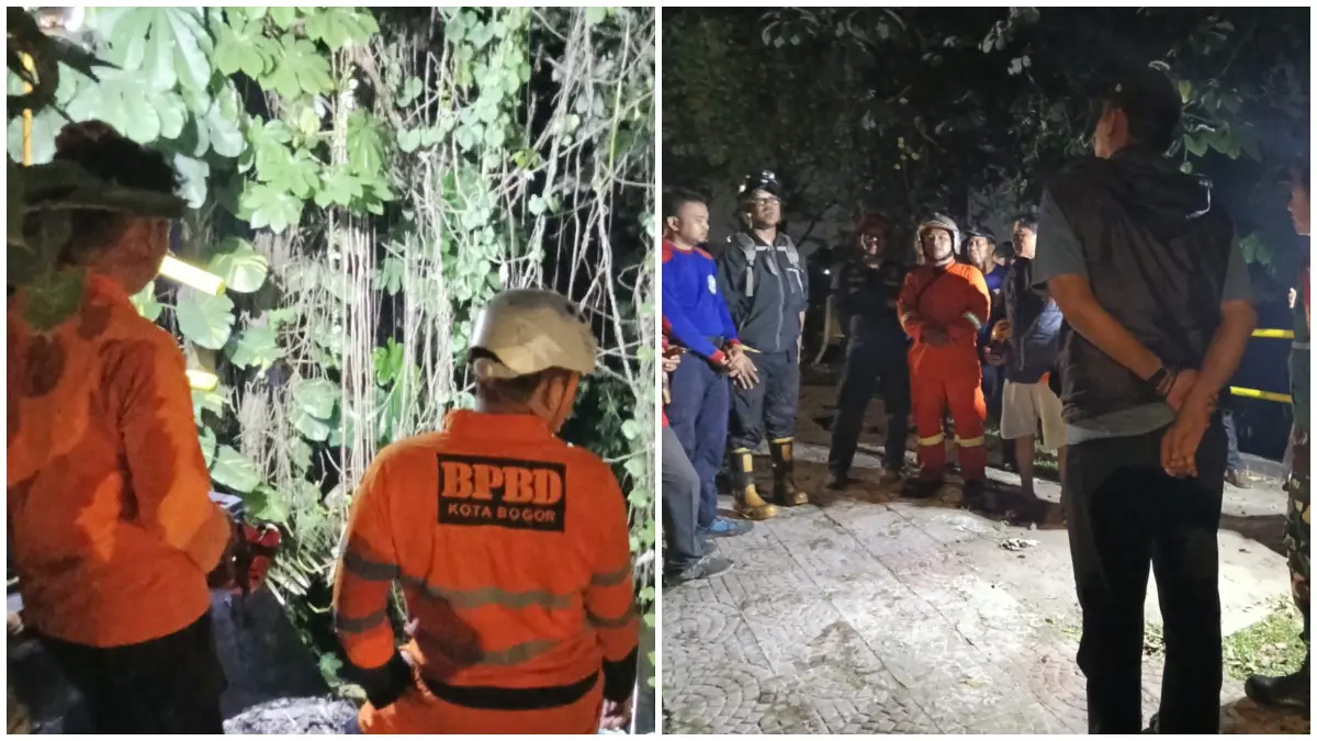 Tim SAR gabungan dan aparat wilayah saat melakukan pencarian perempuan yang diduga loncat dari Jembatan Paledang. (Foto ; Lurah for Radar Bogor)