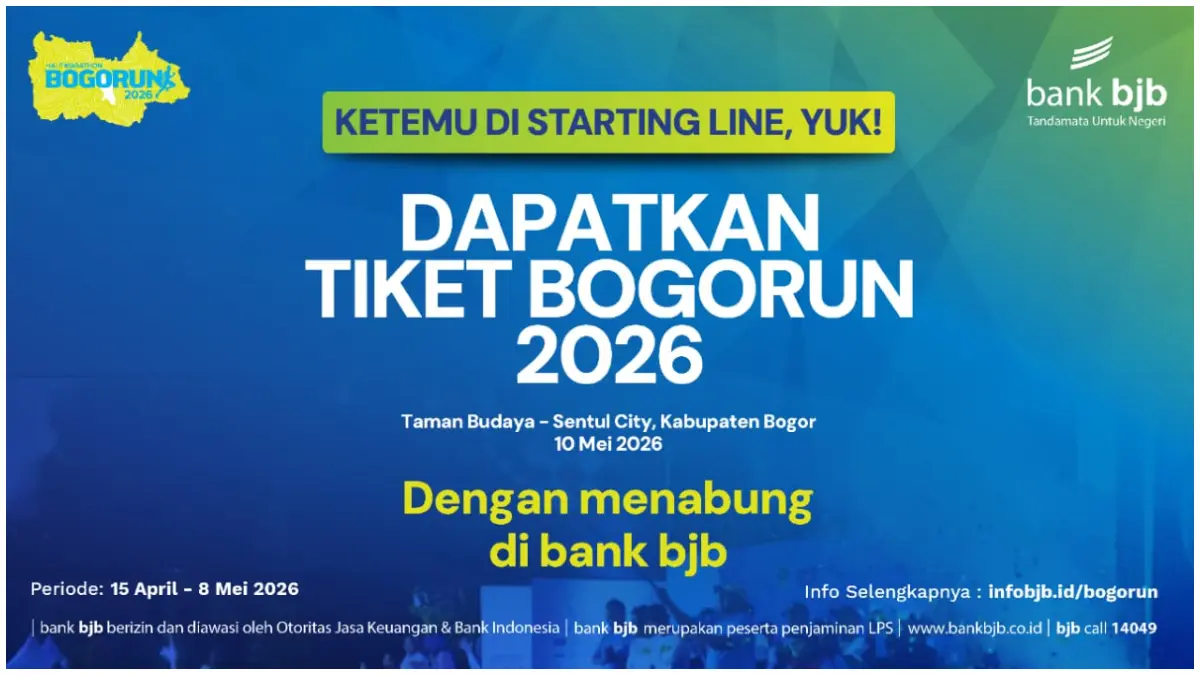 Event BOGORUN 2026 yang akan digelar bank bjb pada Minggu, 10 Mei 2026 di Taman Budaya Sentul City, Kabupaten Bogor
