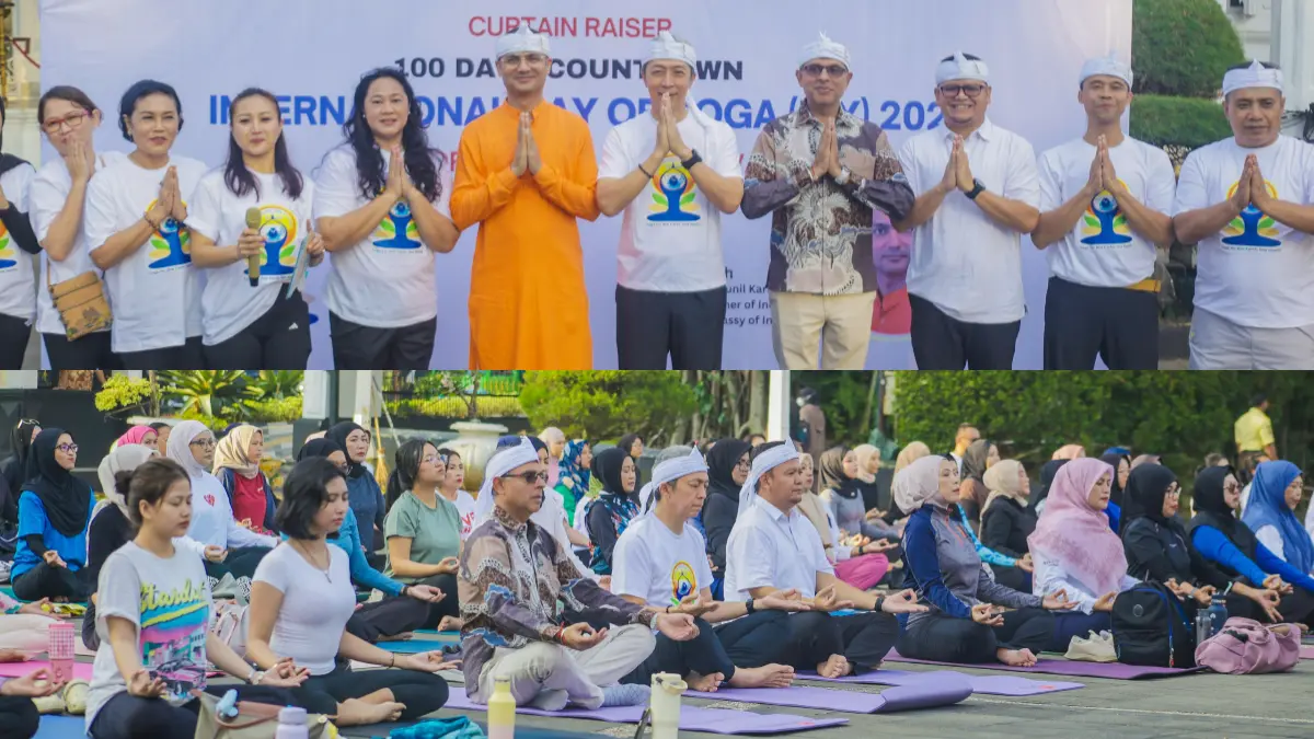Sesi yoga bersama di Plaza Balai Kota Bogor, Sabtu, 25 April 2026. (Do. Humas Pemkot Bogor)