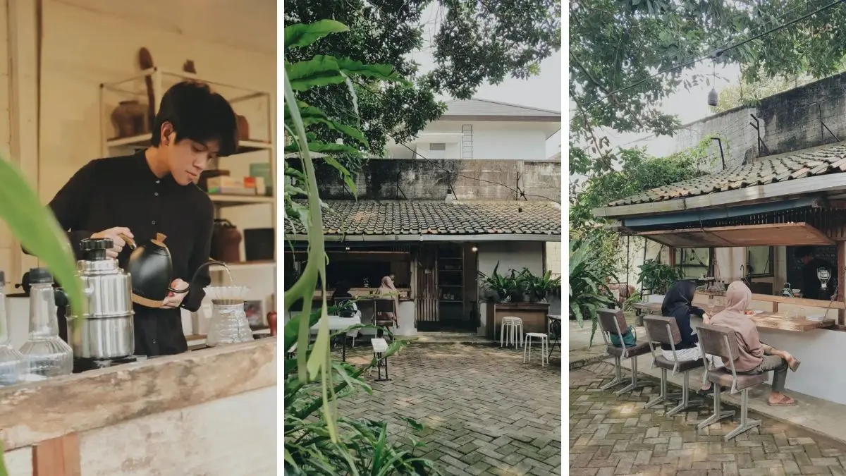 Suasana ngopi santai di halaman rumah Wesben Slowbar Bogor (Foto: Instagram @jakartacoffeespot)