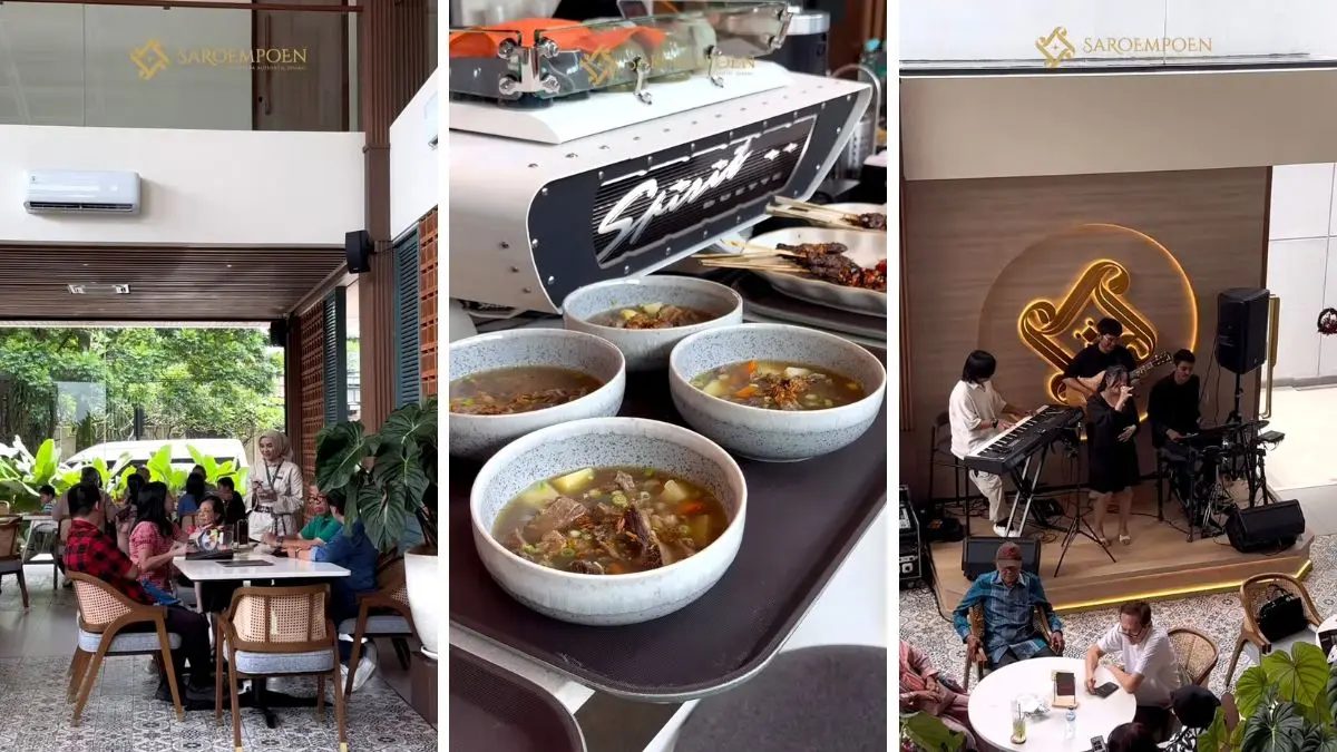 Suasana restoran Nusantara dengan area luas di Saroempoen Bogor (Foto: Instagram @saroempoen)