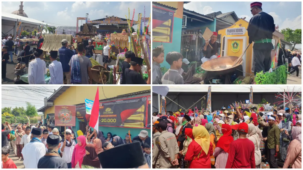 Ribuan warga saat menghadiri parade budaya Lebaran Desa Bojonggede ke 5. (Foto: Hendi Novian/Radar Bogor)