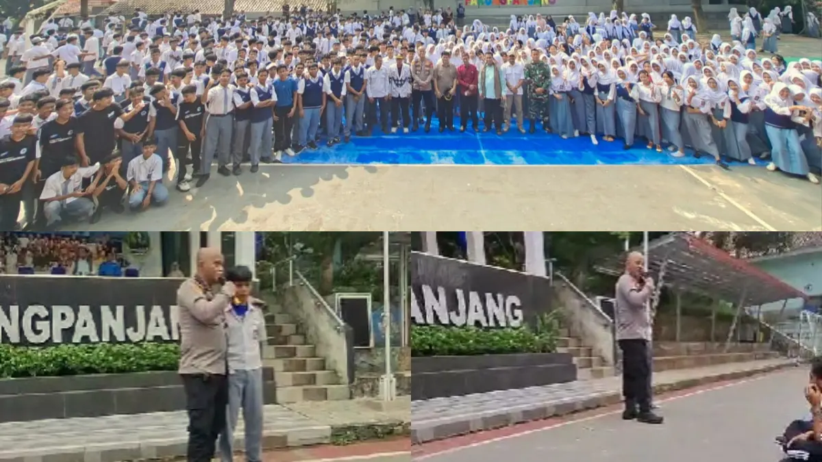 Kapolsek Parungpanjang Kompol M. Taufik memberikan arahan kepada para siswa.  (Nasir/ Radar Bogor)