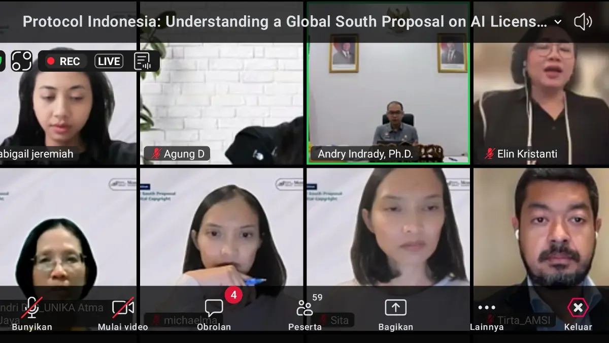 Kepala BSKH Kementerian Hukum RI, Andry Indrady saat menyampaikan pememaparan pada webinar internasional, Selasa, 28 April 2026. (Tangkapan layar zoom meeting)