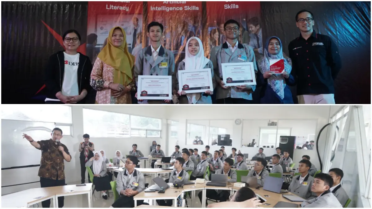 Pelajar SMK Wikrama di Jalan Raya Tajur Kota Bogor mengikuti Coding Camp Workshop yang diadakan oleh DBS Foundation, Selasa, 28 April 2026. (Sofiansyah/Radar Bogor)