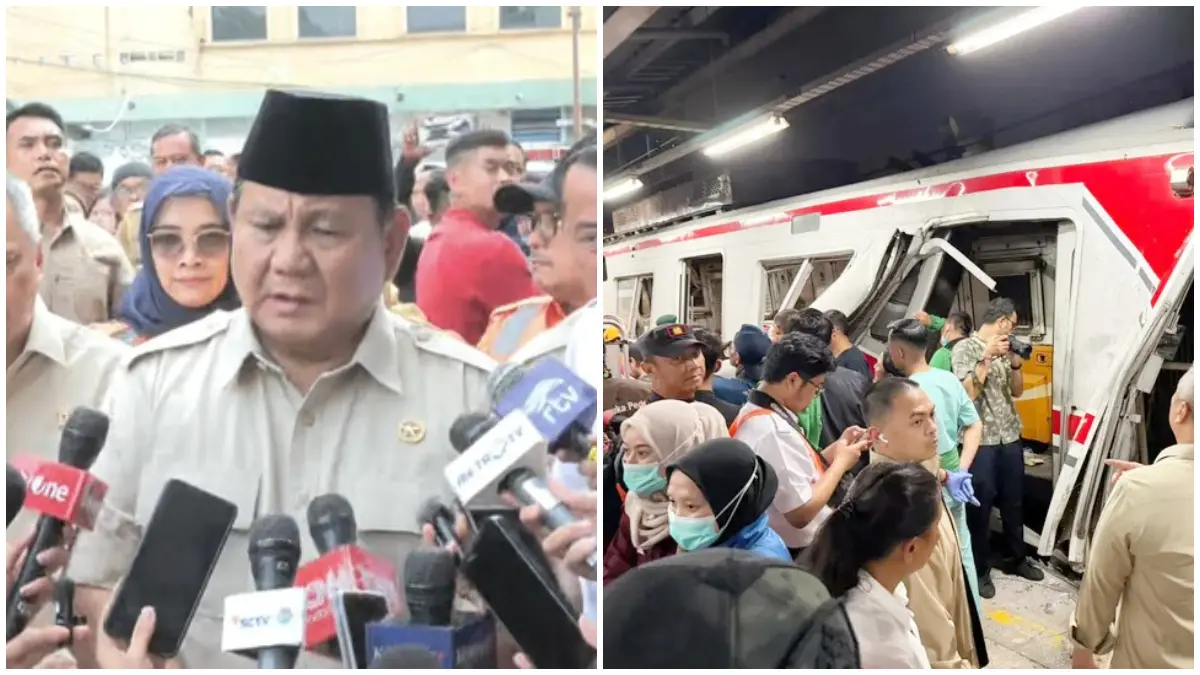 Presiden Prabowo usai menjenguk korban kecelakaan kereta api di RSUD Bekasi, Selasa 28 April 2026.