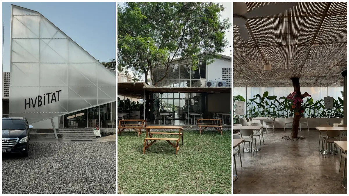 Suasana kafe Hvbitat di Bogor dengan konsep Japanese fusion yang estetik serta menyediakan area pet friendly. (Foto: Instagram @archethics)