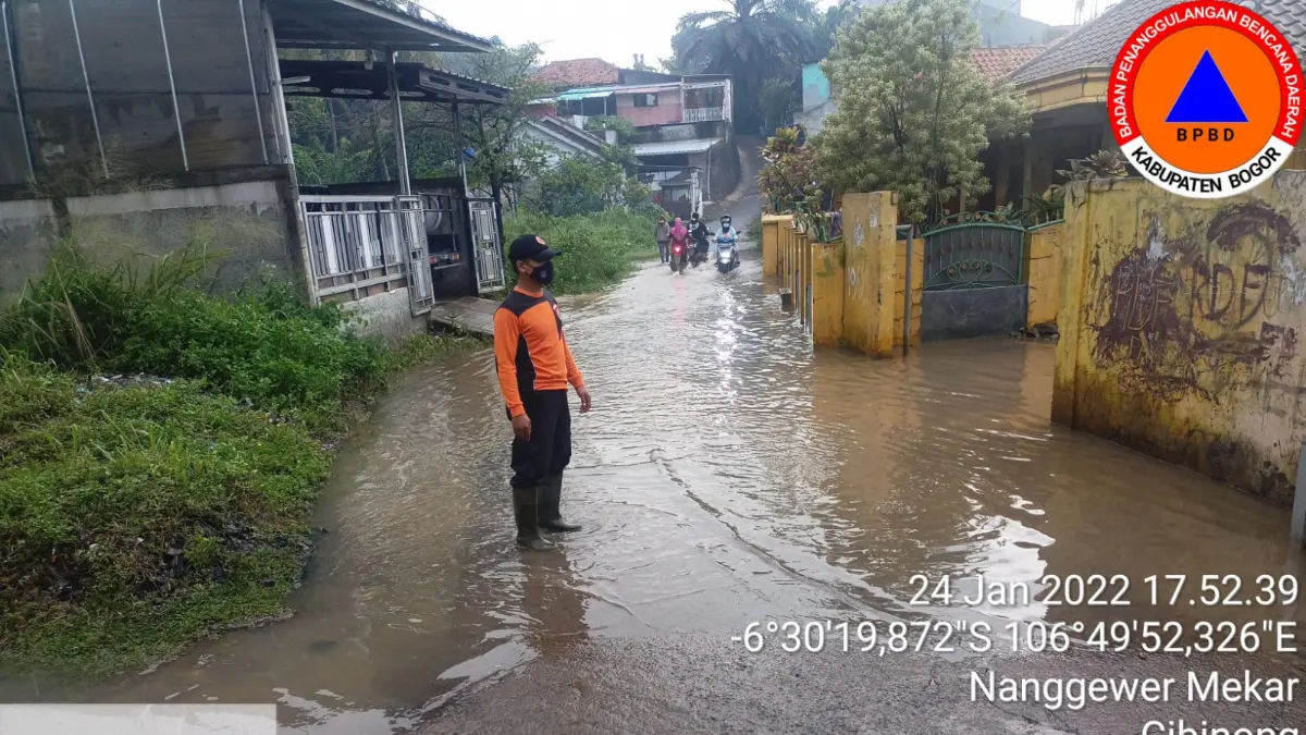 Ilustrasi. Banjir yang terjadi di Naggewr Mekar, Cibinong, Kabupaten Bogor. Foto: Laman BPBD Kabupaten Bogor.