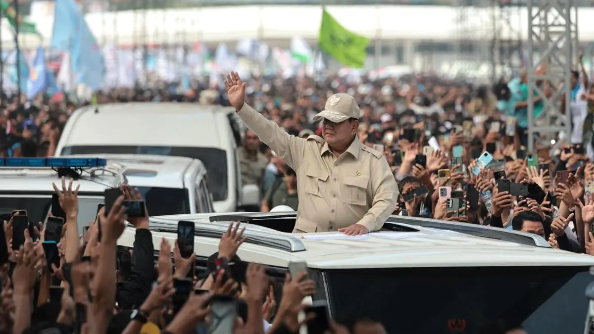 Presiden RI Prabowo Subianto hadir pada peringatan May Day 2026 bersama para buruh di Monas, Jakarta.(Dok. Badan Komunikasi Pemerintah/Bakom RI)