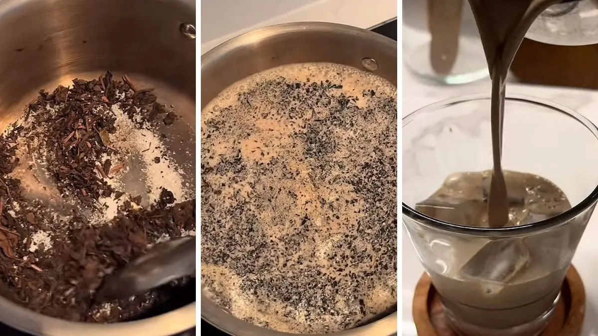 Proses pembuatan Roasted Milk Tea. (Foto: Akun TikTok @aninninaan)