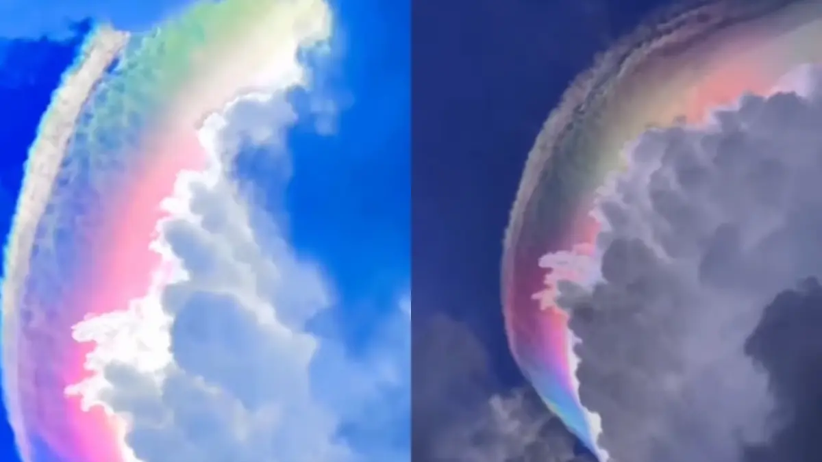 Awan pelangi di Jonggol Kabupaten Bogor viral di media sosial. (Tangkapan layar Instagram @lapor_pakbupati)