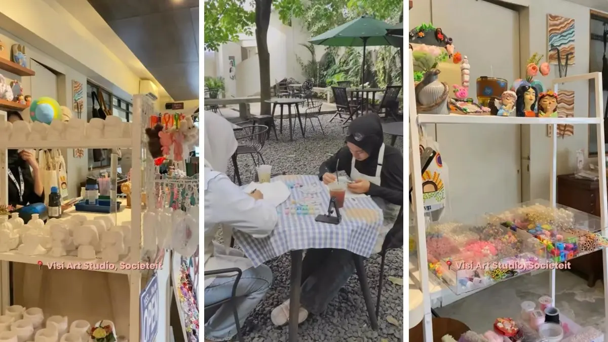 Keseruan melukis dengan berbagai macam di Visi Art Studio. (Foto: Instagram @visi.artstudio @0251societeit)