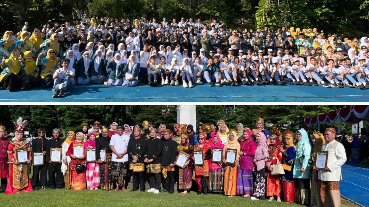 Pemkot Bogor bersama siswa usai upacara peringatan Hari Pendidikan Nasional (Hardiknas) 2026 di Lapangan Sempur. (Foto: Dzikri/Radar Bogor)