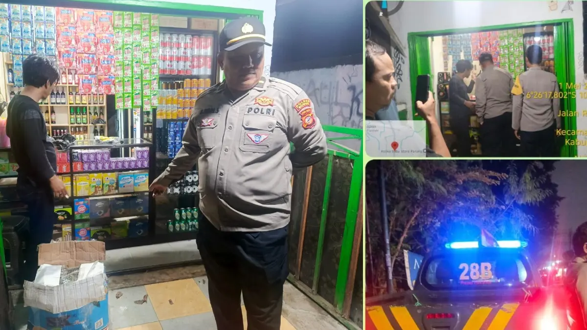 Polsek Parung razia tempat penjualan Miras di sekitar di Jalan Raya Ciseeng–Bogor.