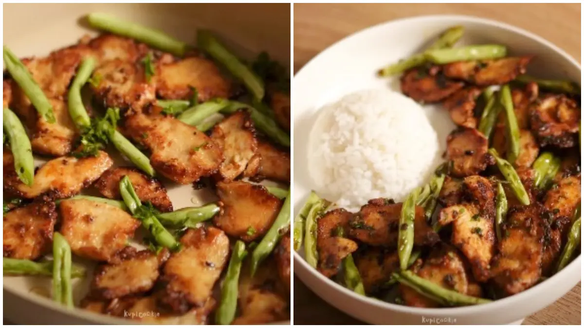 Hidangan tumis ayam buncis resep dari akun Instagram @kupicookie. (Foto : Instagram @kupicookie)