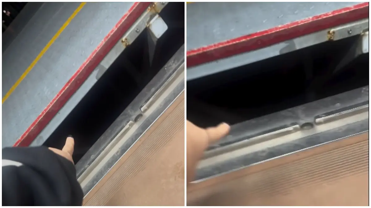 Tangkapan layar video penumpang perempuan menunjukkan aksi seorang pria mengintip dari bawah peron di Stasiun KRL Kebayoran. (Foto : akun Threads @andinewst)
