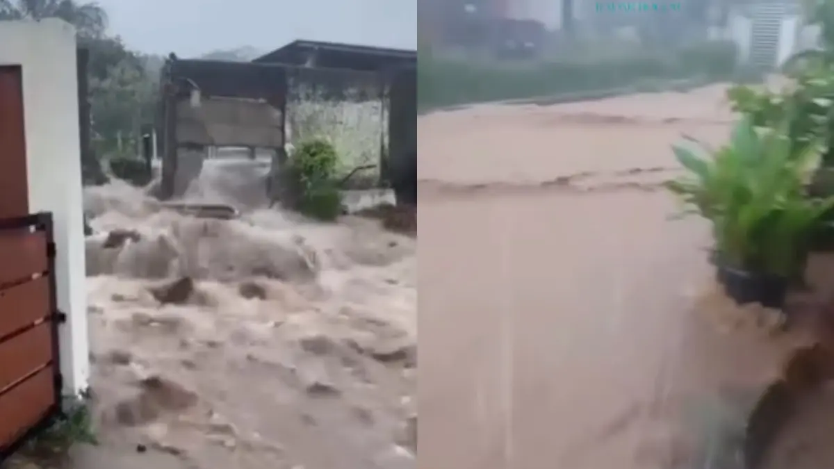 Banjir merendam wilayah Kecamatan Ciomas, Kabupaten Bogor saat hujan deras Senin, 4 Mei 2026. (Tangkapan layar video kiriman warga)