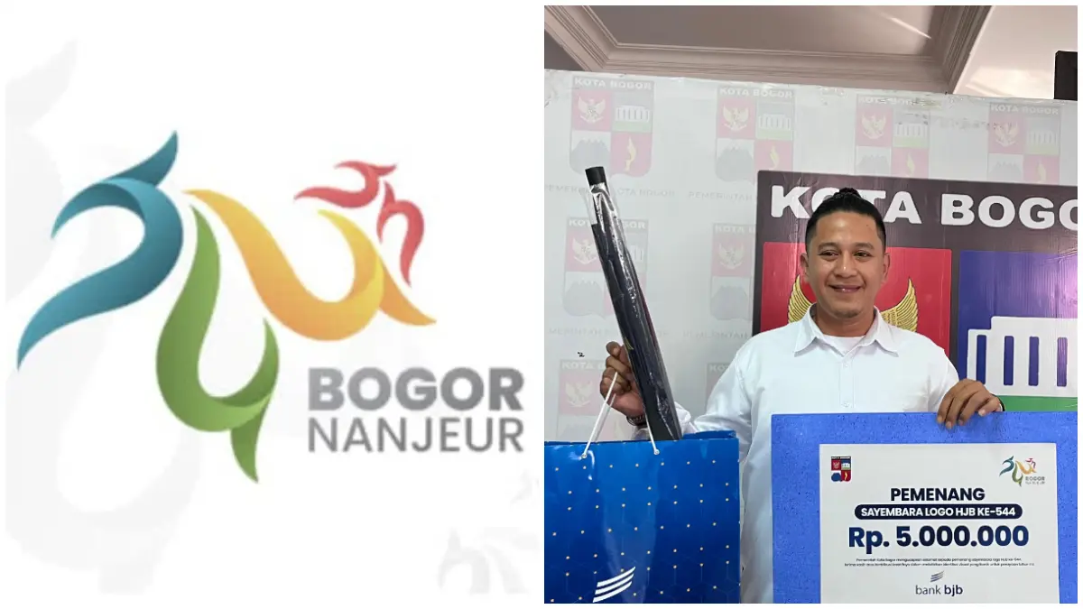 Logo HJB ke-544 yang resmi diluncurkan dan pemenang sayembara logo HJB, Muhammad Ilham Akbar. (Foto: Dzikri/Radar Bogor)