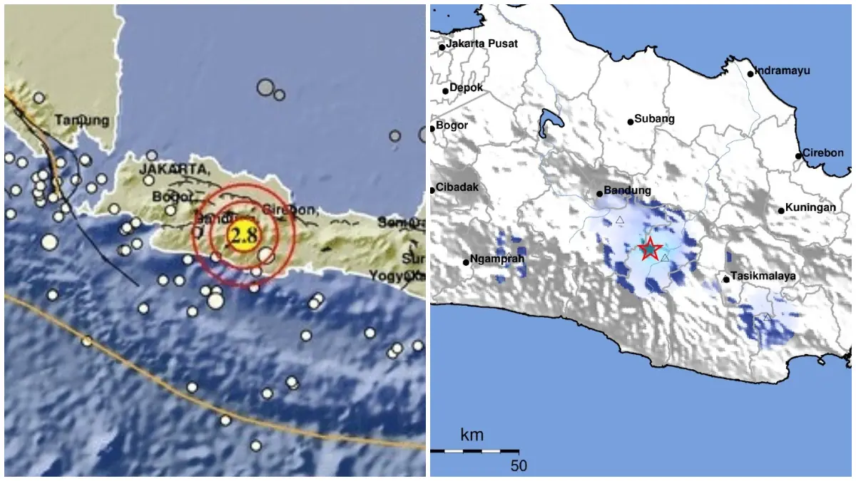 Peta pusat gempa tektonik yang mengguncang Kabupaten Garut.