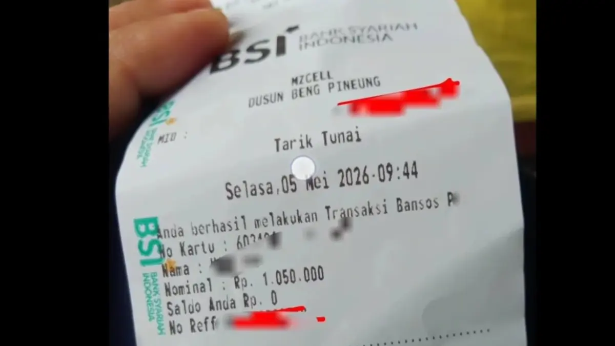 Bukti pencairan bansos tahap 2 2026 yang sudah tersebar di wilayah Aceh melalui KKS BSI (Kanal youtube Arfan Saputra Channel)