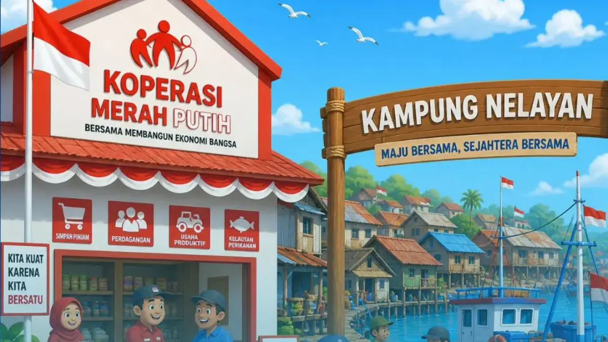 Ilustrasi gerai Koperasi Desa Merah Putih dan Kampung Nelayan Merah Putih. (Foto: Instagram @bkn7palembang)