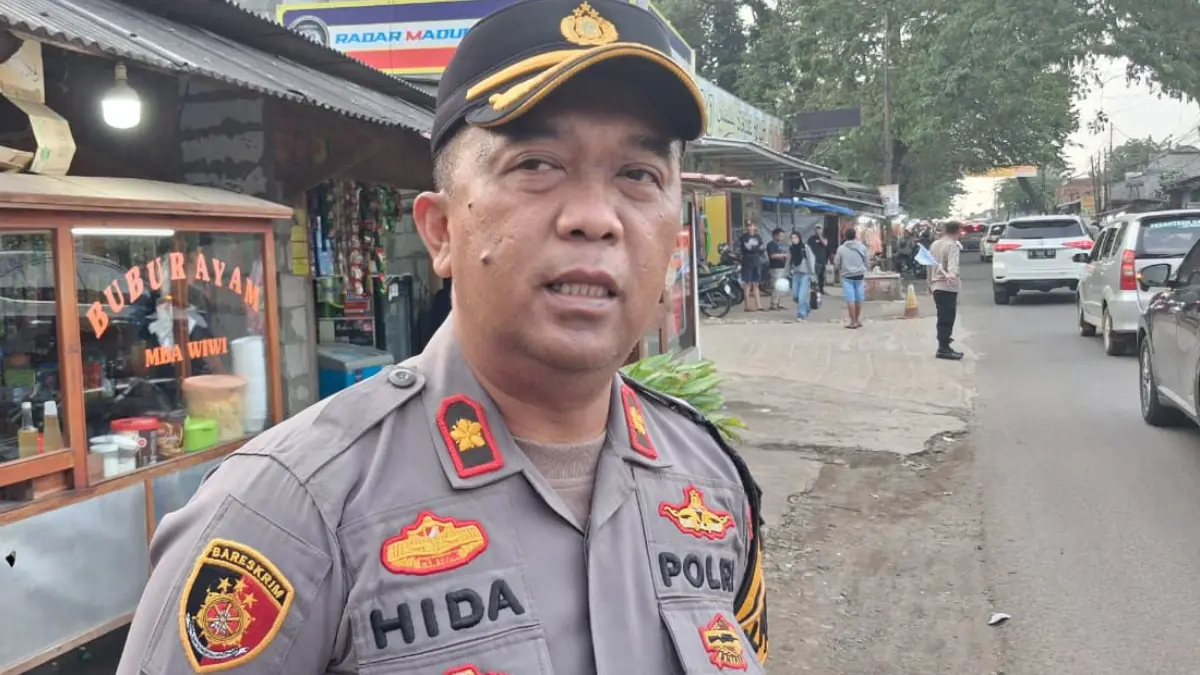 Kapolsek Jonggol Kompol Hida Tjahjono saat menyampaikan keterangan. (Muhammad Ali/Radar Bogor)