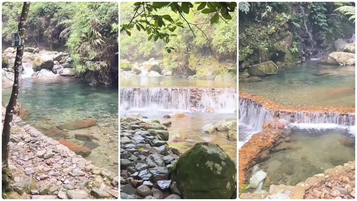 Kejernihan air Leuwi Asoka yang terlihat seperti kolam alami di Pamijahan Bogor. (Foto : Instagram @hadjukemal)