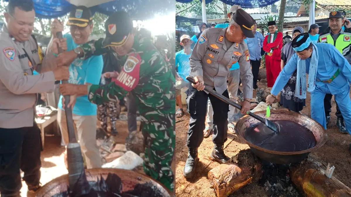 Tradisi Ngaduk Dodol dalam perhelatan Lebaran Depok 2026 di Sawangan, Selasa, 5 Mei 2026. (Fajar/Radar Bogor)
