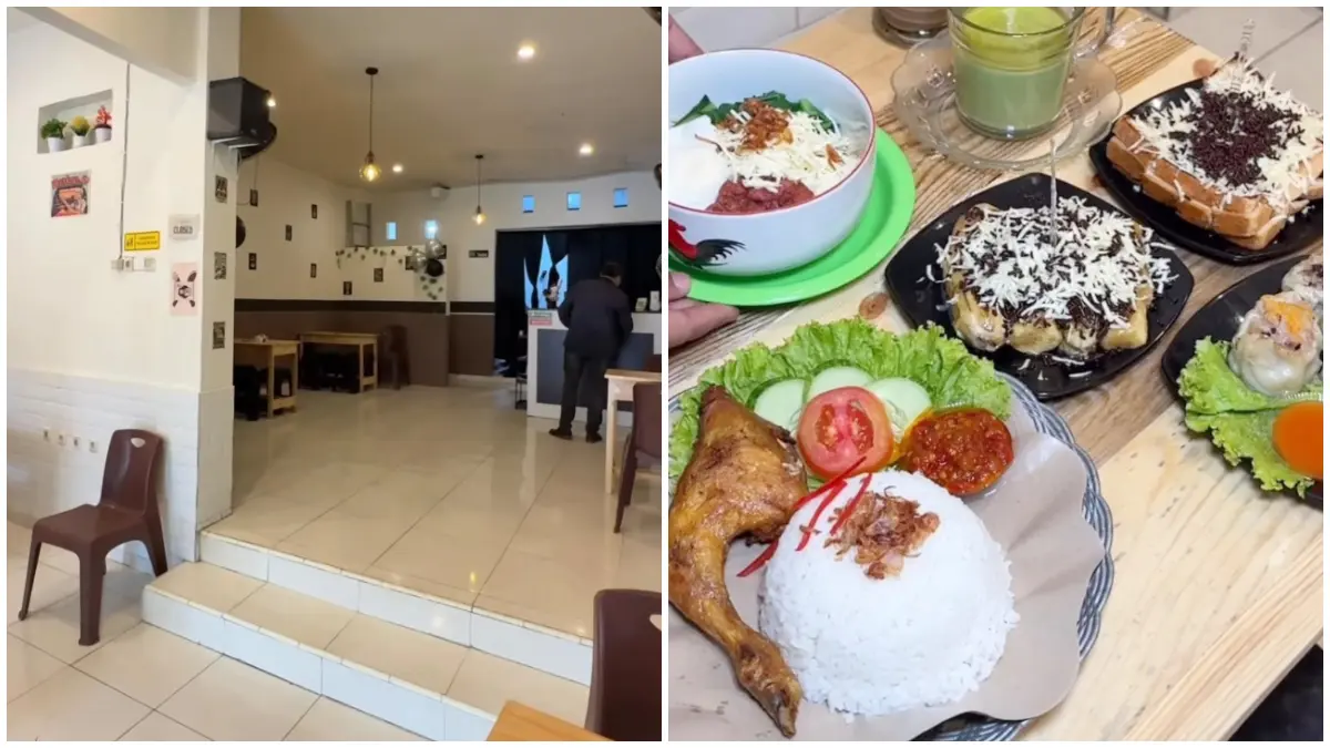 Area suasana Warkop Karunia Jaya yang luas dan nyaman serta menu yang disajikan. (Foto : Instagram @tukangvisit)