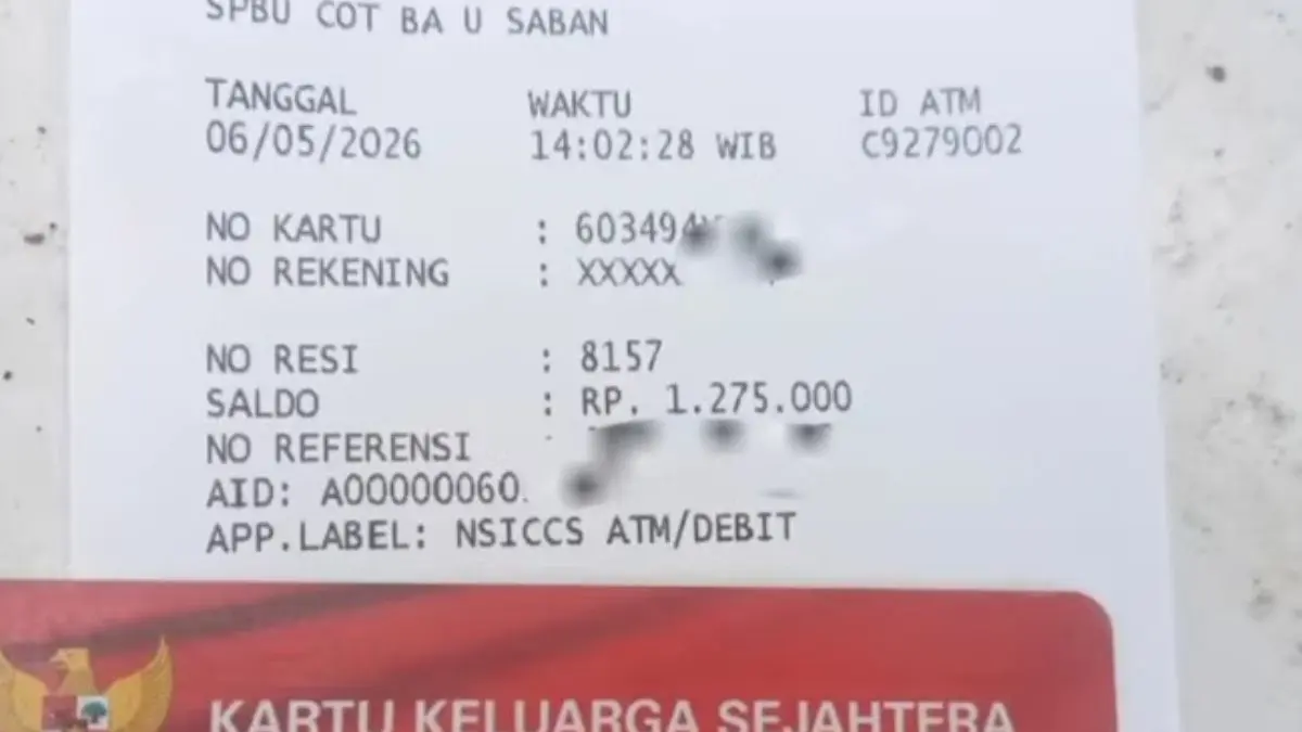 Ilustrasi struk bukti pencairan bansos. (Foto: YouTube Arfan Saputra Channel)