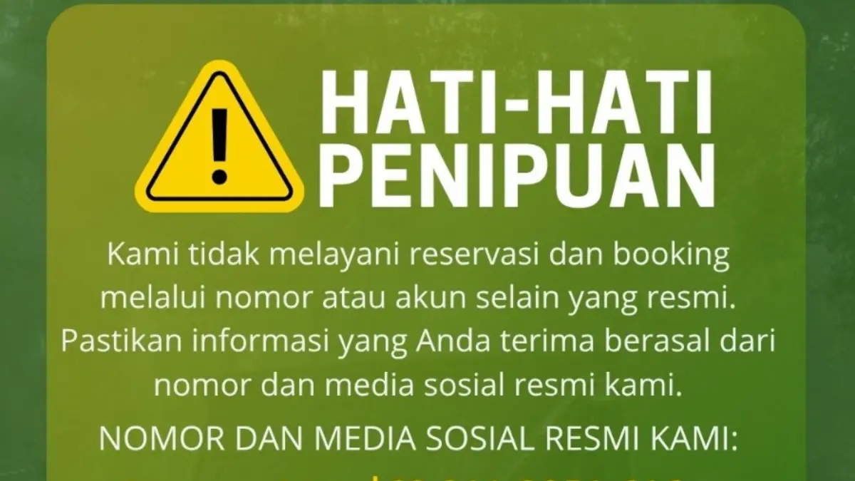 Pengelola Agrowisata PTPN I Regional 2 imbau wisatawan melakukan reservasi melalui kanal resmi guna menghindari penipuan. (Dok. PTPN I Regional 2)
