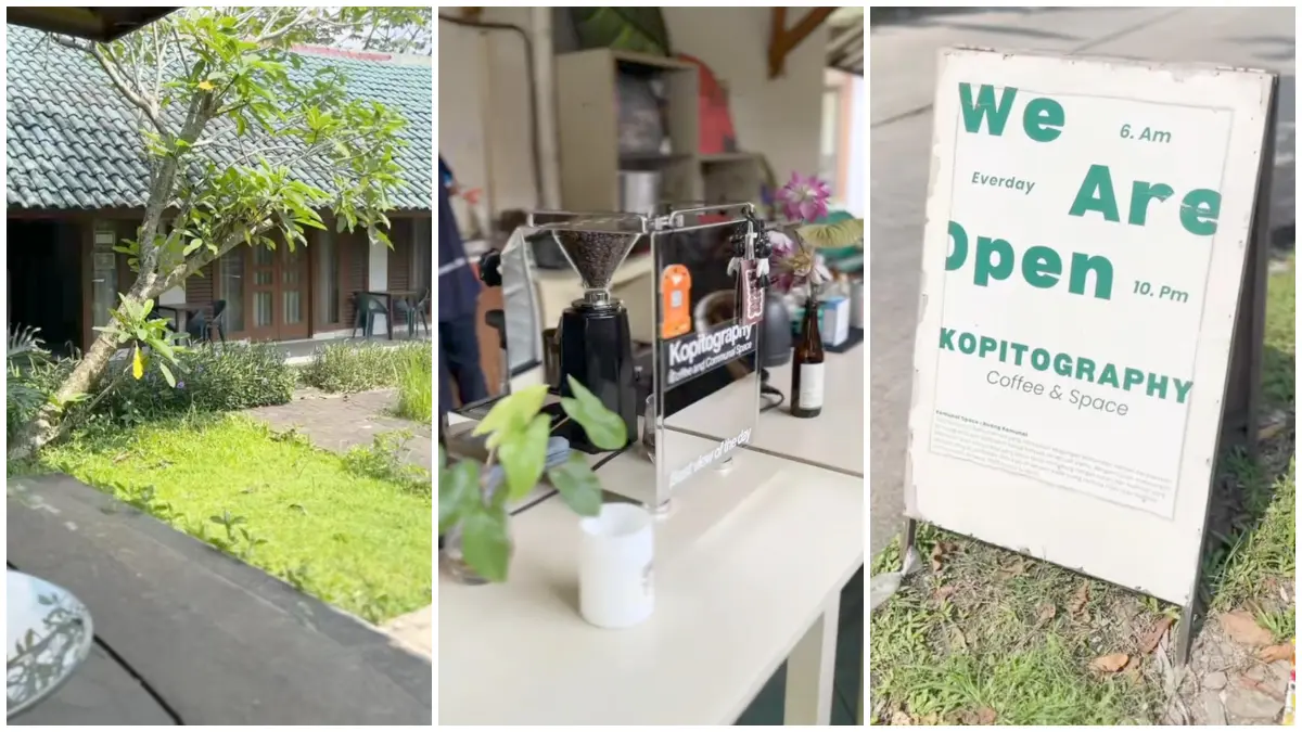 Suasana tenang Kopitography dengan konsep rumah sederhana di Bogor. (Foto : TikTok @ngopigrafer)