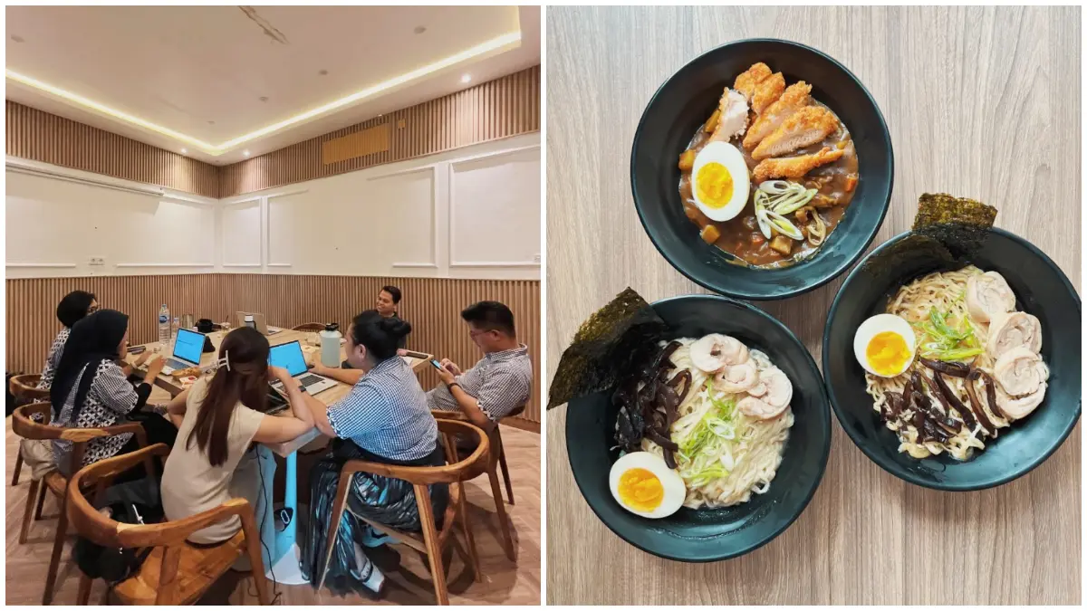 Area Underline Coffee yang vibesnya ala Jepang dengan menu ramen di Bogor. (Foto: Instagram @kitaramen_ dan @cemalcemilbogor)