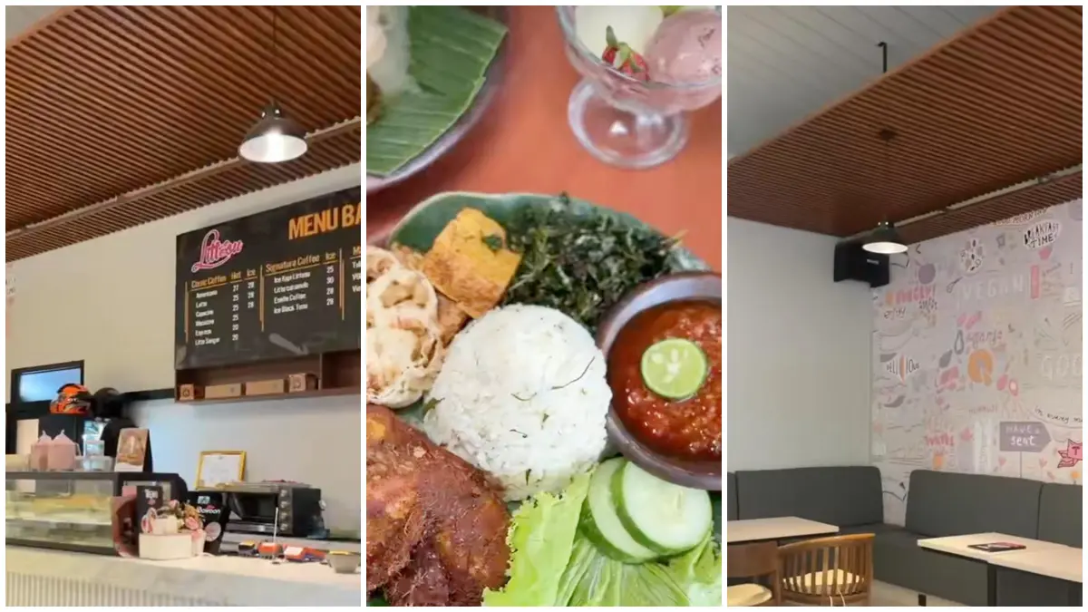 Suasana nyaman area outdoor Littosu Coffee Bakery and Eatery yang estetik dan ramah keluarga. (Foto: Tangkapan Layar TikTok @littosu)