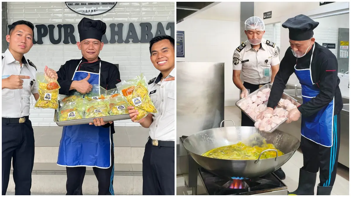 Warga binaan Lapas Cibinong saat memproduksi bebek peking ungkep El