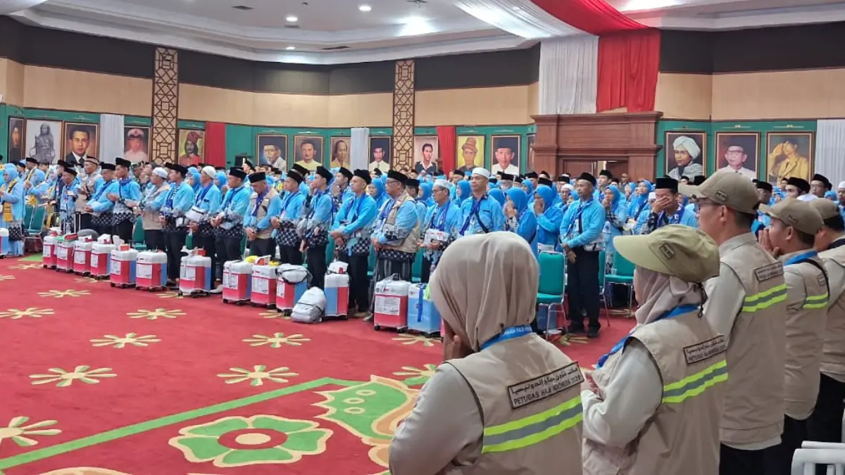 Pelepasan calon jamaah haji asal Kabupaten Bogor, Jumat, 8 Mei 2026. (Ali/Radar Bogor)