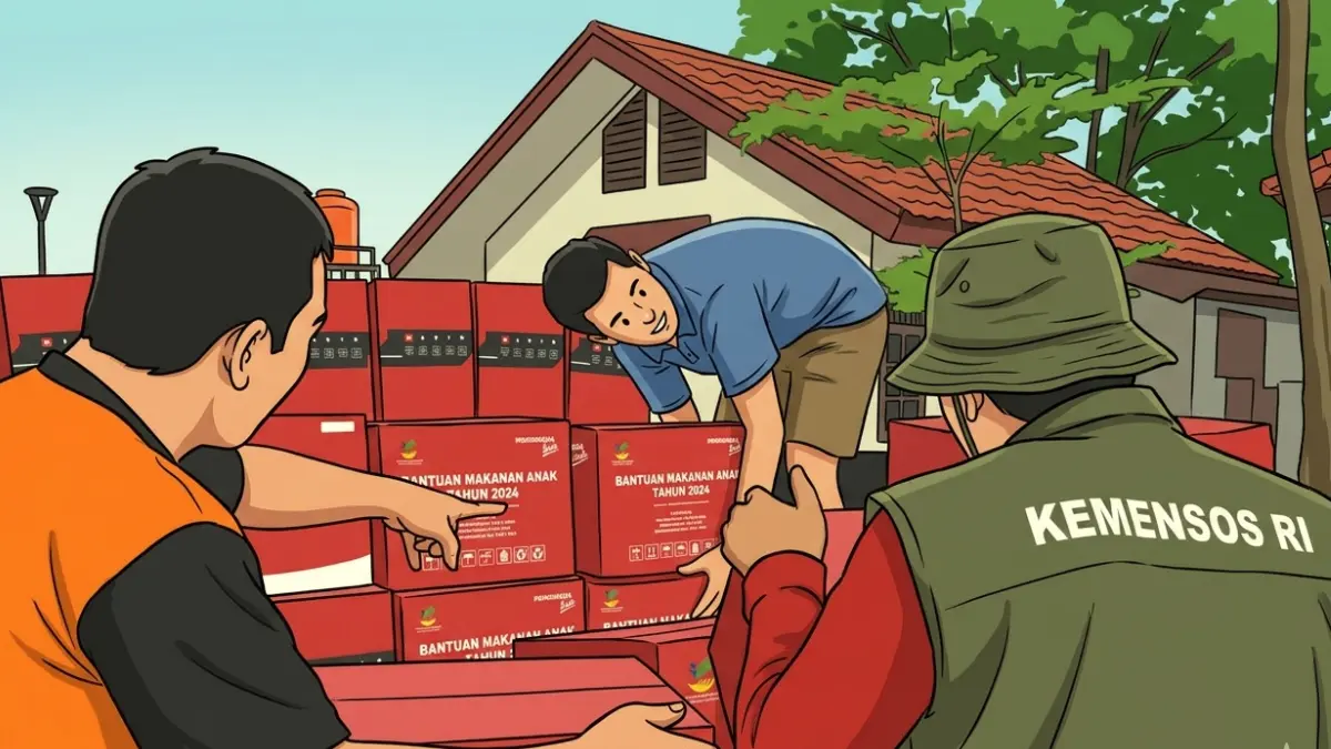 ILUSTRASI: Petugas menyalurkan bansos untuk masyarakat yang membutuhkan.