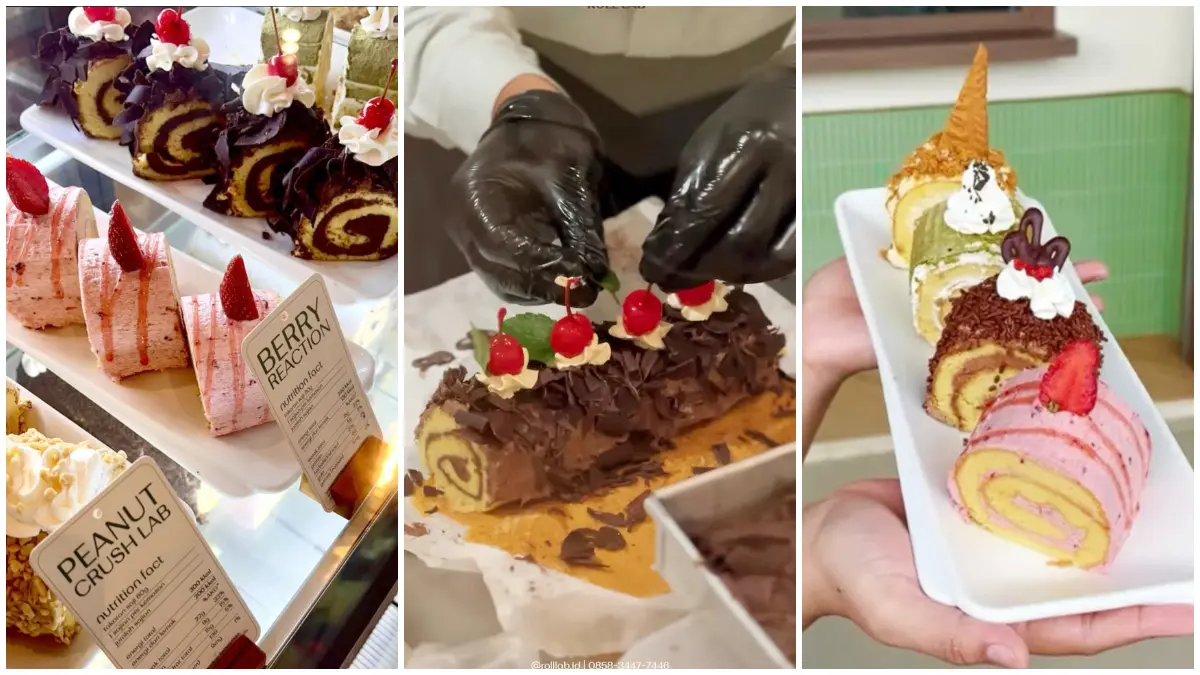 Artisan roll cake unik di Roll Lab Cibinong Bogor. (Foto: Instagram @rolllab.id)
