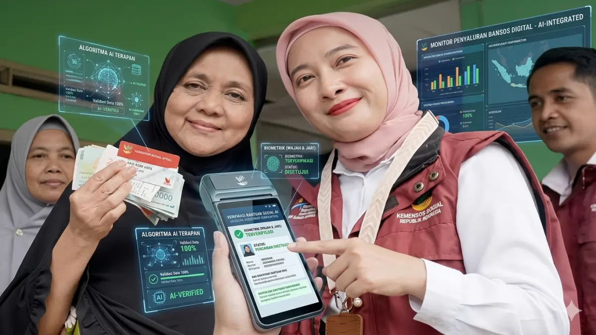 Ilustrasi foto KKS bansos dengan penerima KPM. (Foto: Youtube Kemensos RI/Diolah oleh Gemini AI)