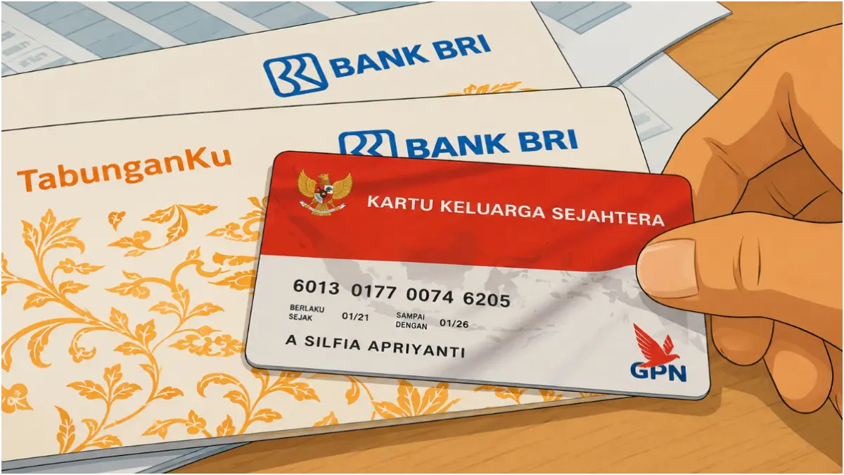 Ilustrasi KKS Bank Himbara untuk cairkan bansos. (Foto: YouTube Kemensos RI/diolah oleh AI)