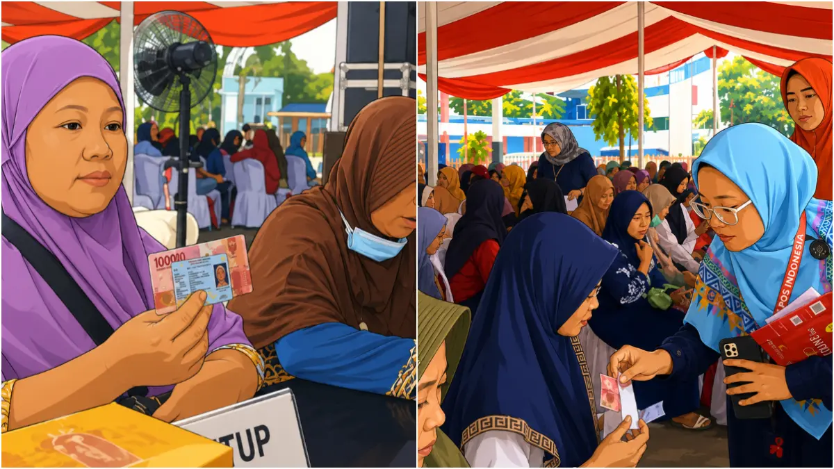 Ilustrasi penyaluran bansos. (Foto: YouTube Pos Indonesia/diolah oleh AI)