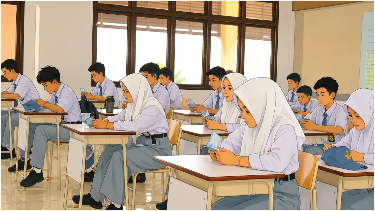 Ilustrasi siswa penerima PIP KIP. (Foto: YouTube Kemensos RI/Diolah oleh AI)