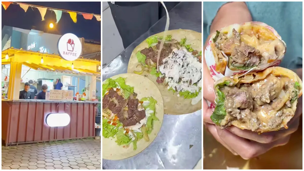 Kebab jumbo dengan isian daging saikoro di Baffee Kebab and Grill Bogor. (Foto: Instagram @helmaliadc)