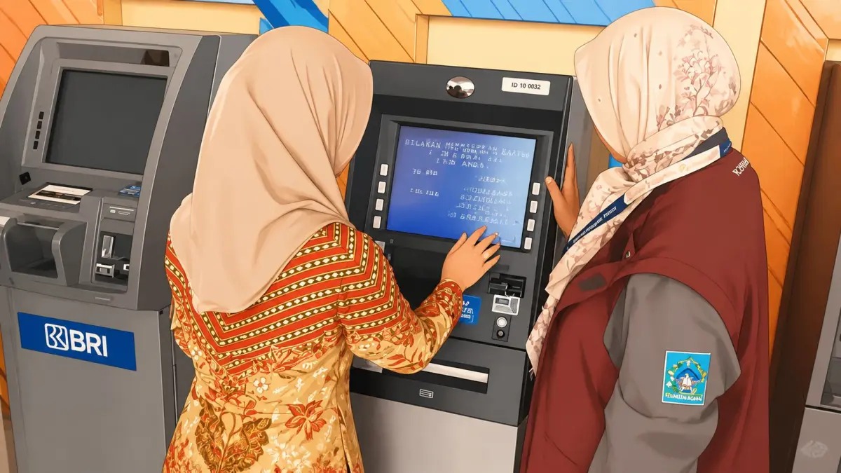 Ilustrasi KPM mengecek rekening KKS. (Foto: Instagram @kemensosri/diolah oleh Gemini AI)