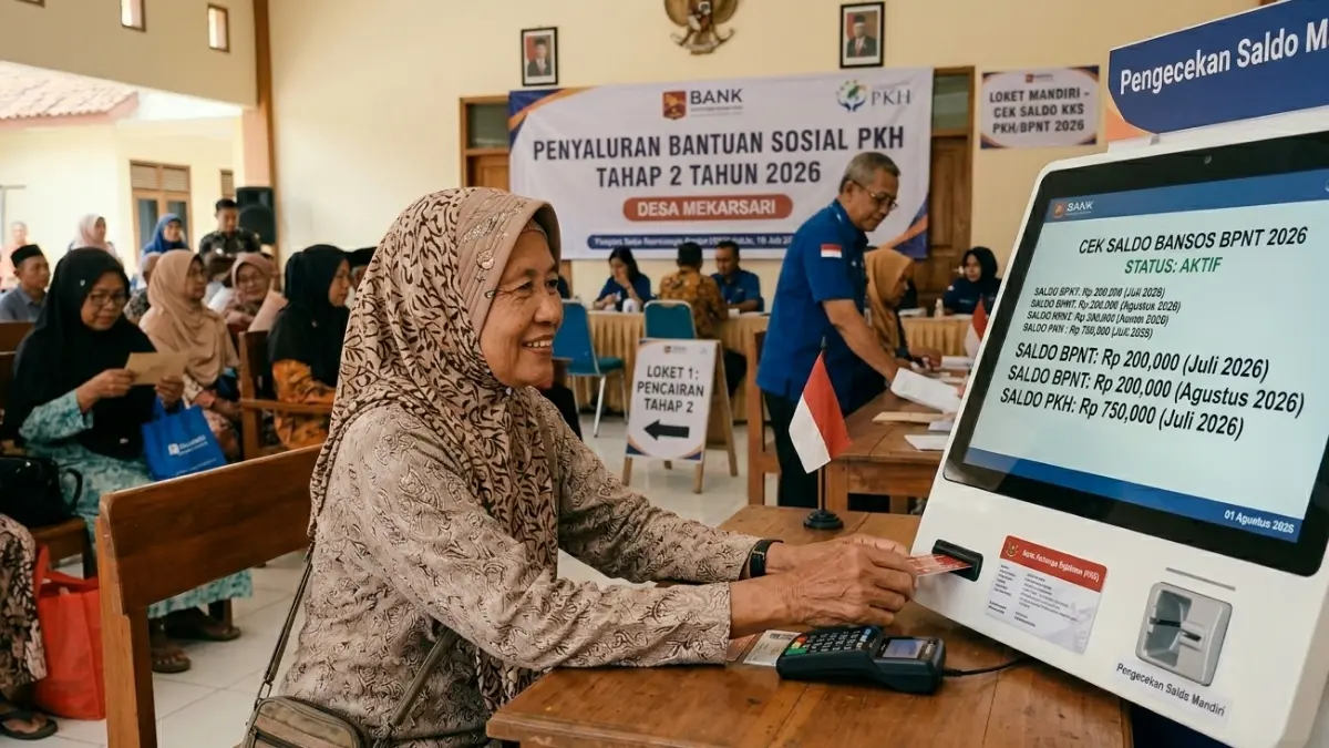 Ilustrasi pengecekan saldo bansos tahap dua tahun 2026. (Foto: Gemini AI)