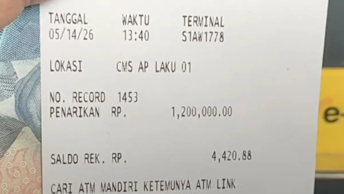 Ilustrasi struk penarikan dana bansos PKH tahap 2. (Foto: YouTube Arfan Saputra Channel)