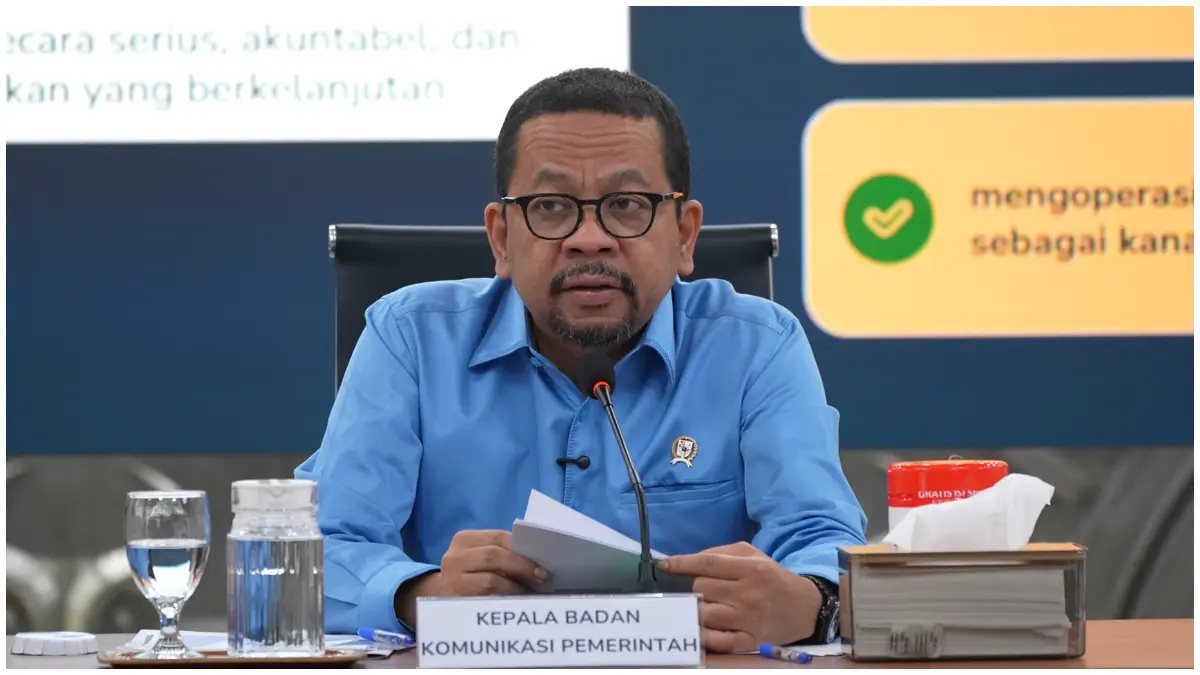 Kepala Badan Komunikasi Pemerintah (Bakom), Muhammad Qodari saat menyampaikan soal capaian Program MBG.
